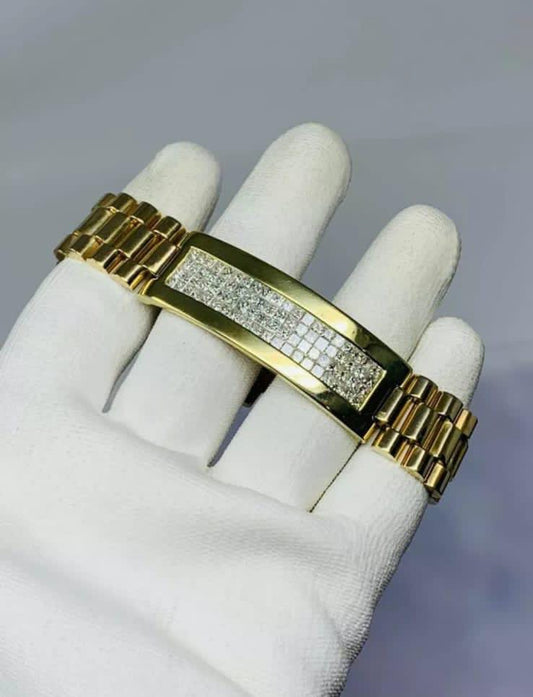 10ct Real Moissanites 14k Yellow Gold Plated on 925 Silver 7.25 Inch shipping charges