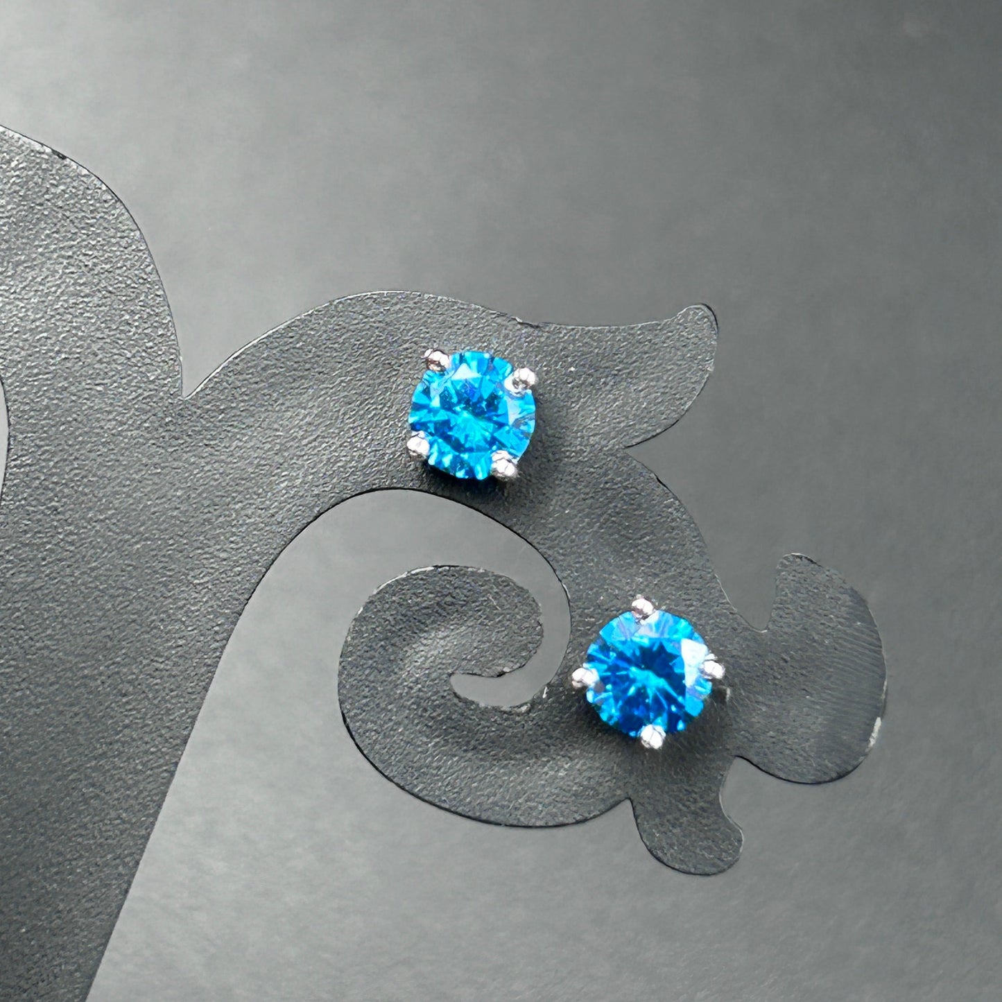 Blue Stone Silver Stud Earrings - Pure Silver
