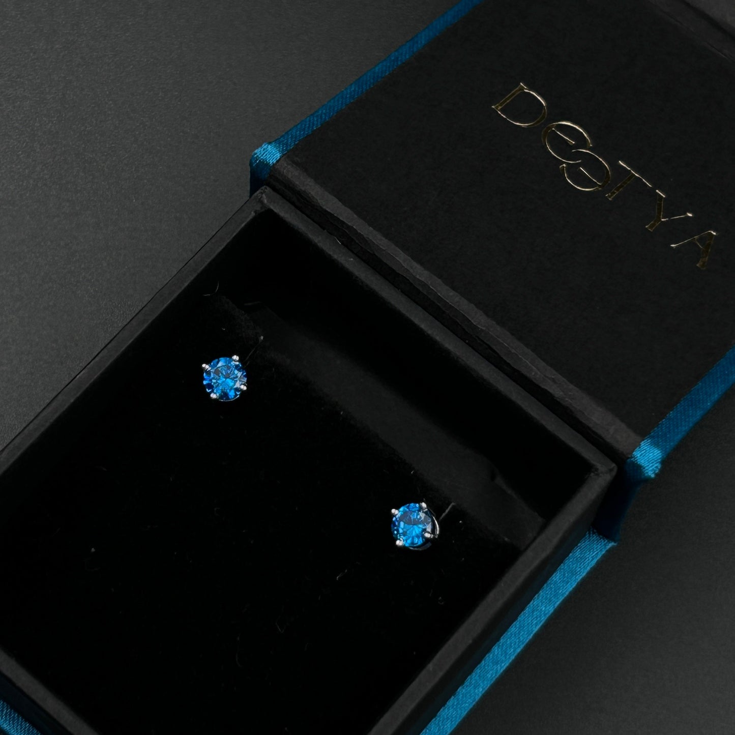 Blue Stone Silver Stud Earrings - Pure Silver