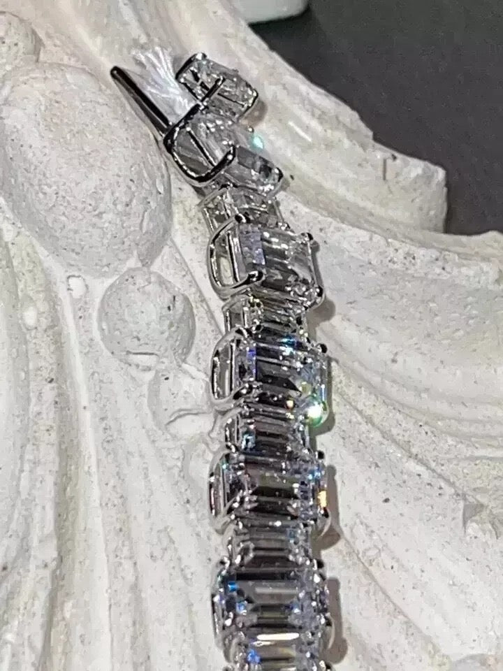 8ct Lab Created Diamond Bracelet 7 Inch 14k White Gold Finish