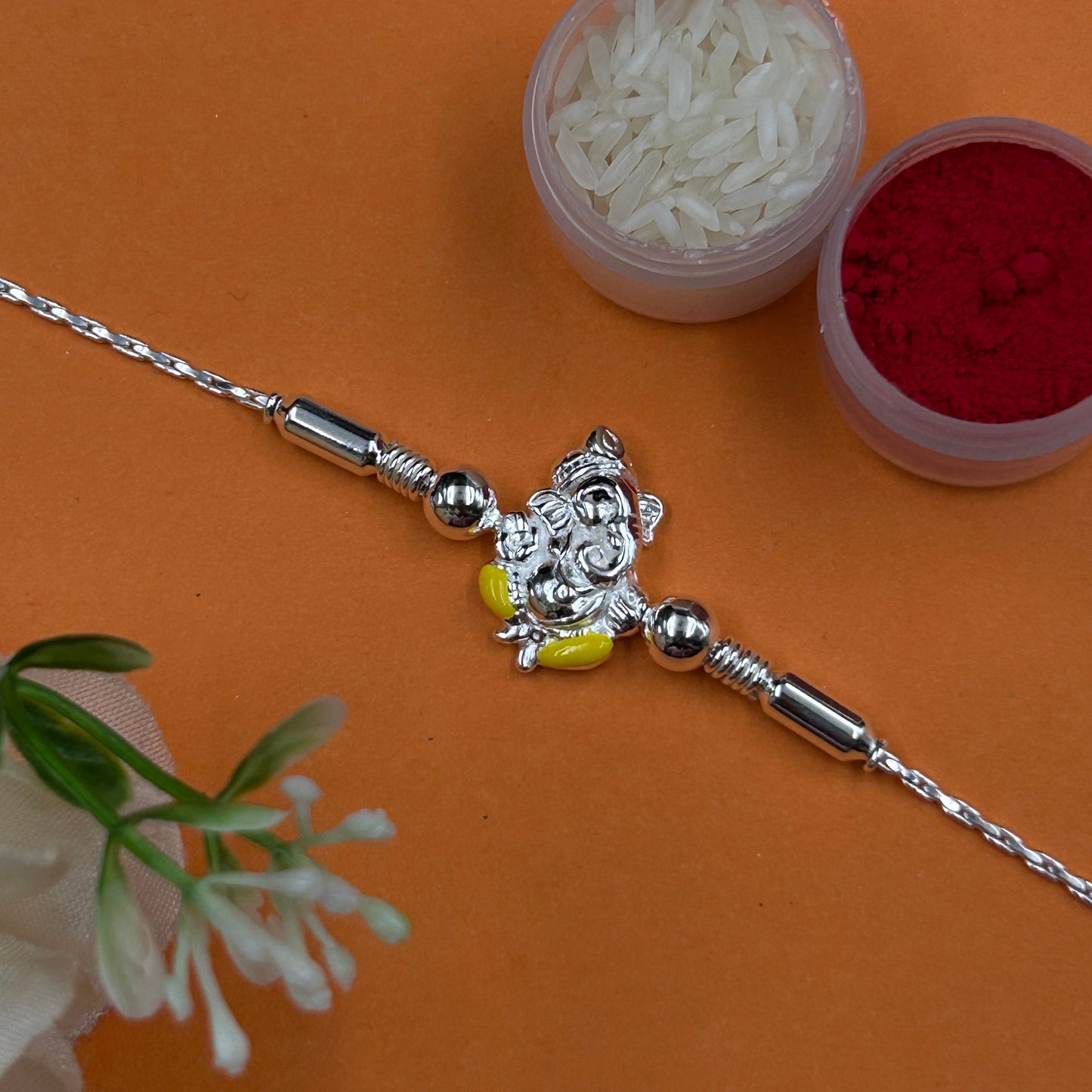 Pure Silver Ganpati Rakhi