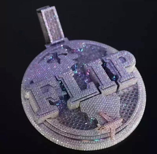 BVN Brown Villes Niggas Pendant Customized Pendant Lab Created Diamonds 14k White Gold Finish