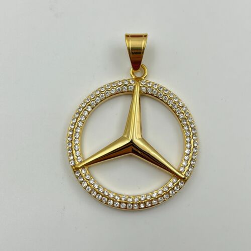 3CT Round Lab Created Diamond Men's Circle Pendant 14K Yellow Gold Finish DEETYA