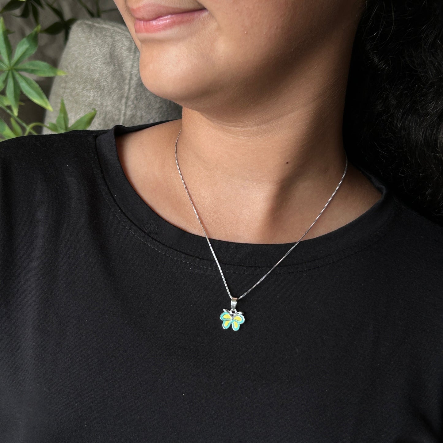 Silver Pendant - Butterfly Pendant (Yellow)