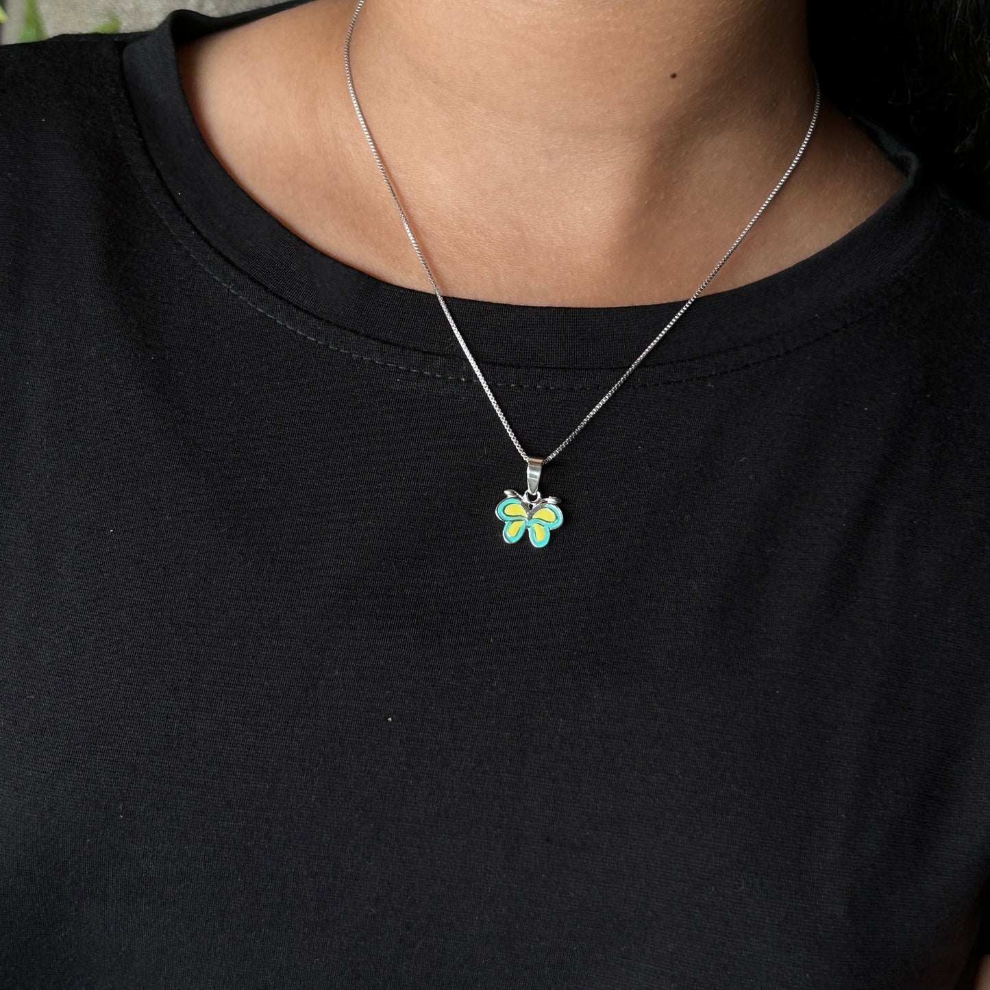 Silver Pendant - Butterfly Pendant (Yellow)