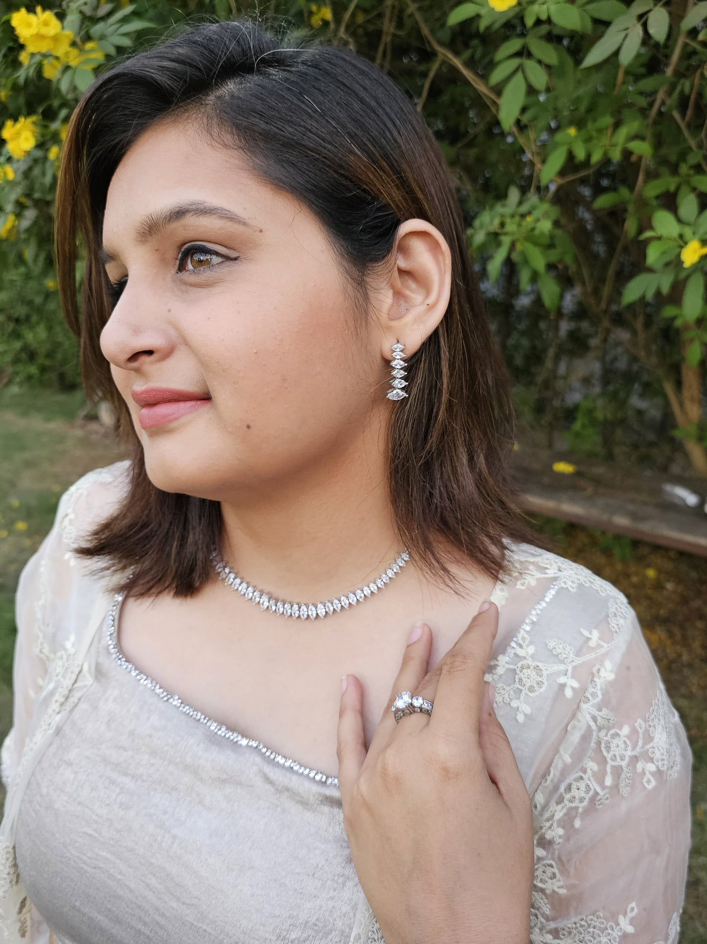 Marquise Cut Necklace Set with Earrings