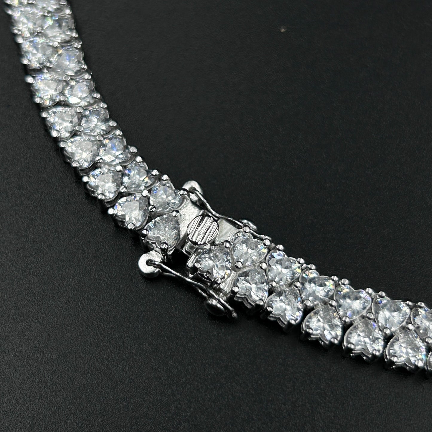 Diamond Heart Necklace - Pure  Silver 16"